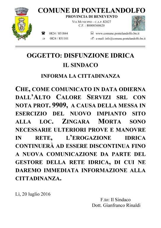 Distribuzione idrica discontinua