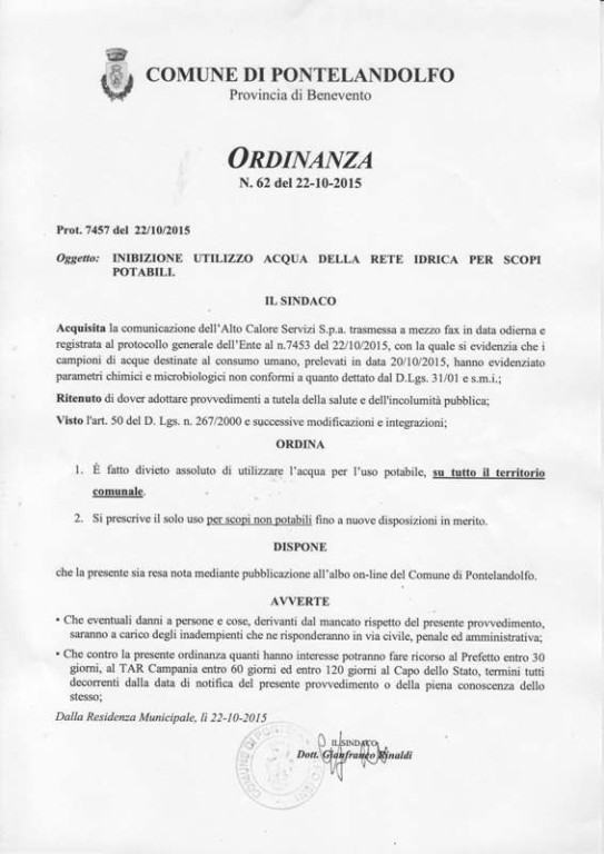 ordinanza 62-2015