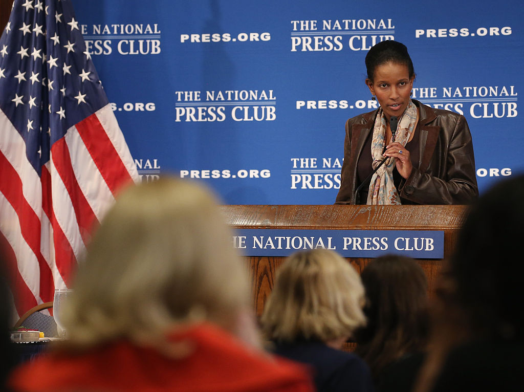 WASHINGTON, DC - APRIL 07:  Activist and author Ayaan Hirsi Ali speaks at the National Press Club, April 7, 2015 in Washington, DC. Ali spoke about ISIS, Islam and the West.  (Photo by Mark Wilson/Getty Images)