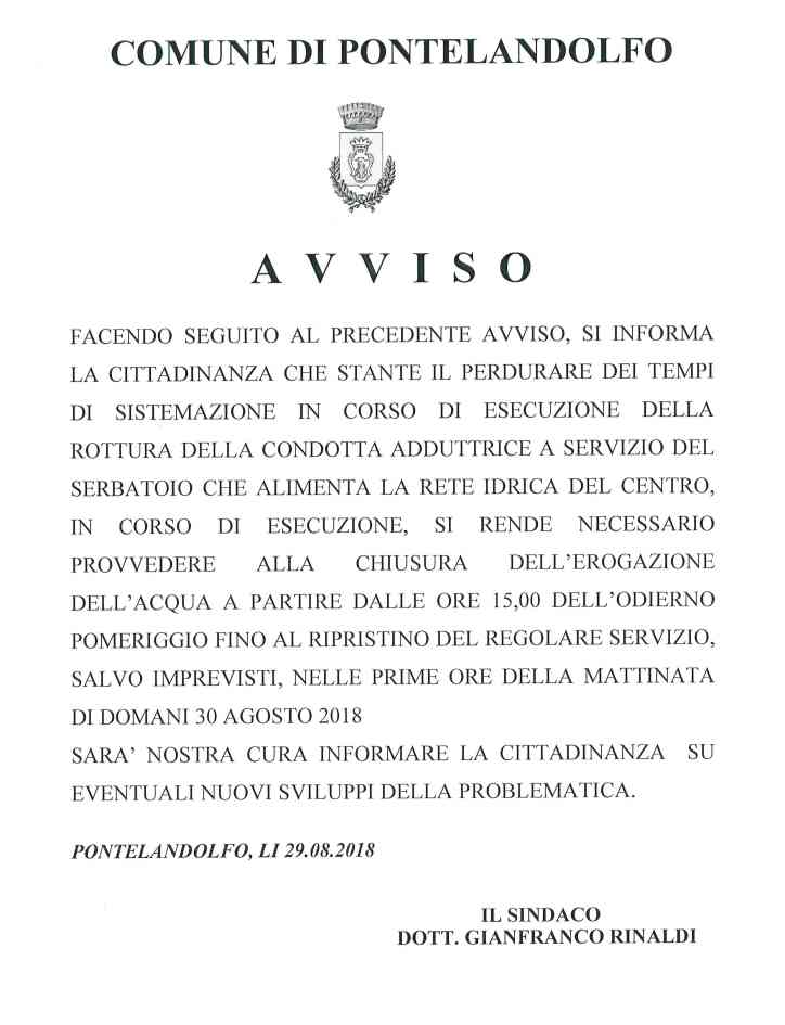 Avviso chiusura_rottura adduttriceORARIO
