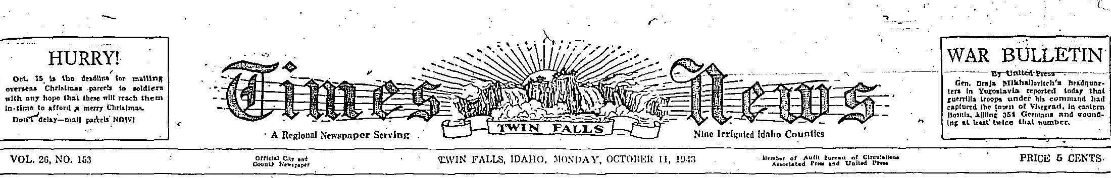 TITOLO The_Times_News_Idaho_Newspaper_1943_10_11_Pagina_1