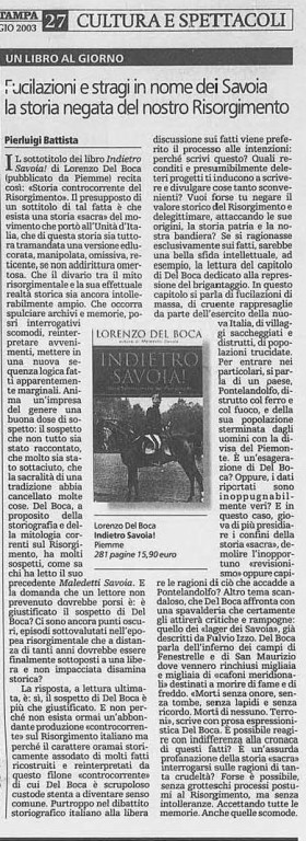 foto articolo INDIETRO la stampa 2003